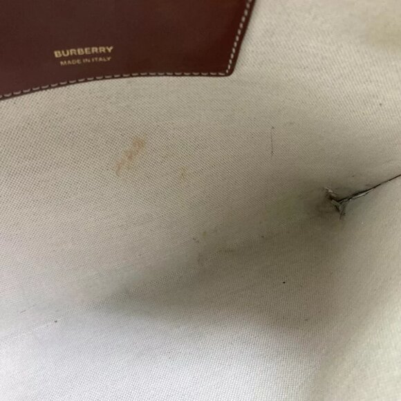 BURBERRY bag TB whole pattern fastener zip Clutch bag PVC/Leather Brown - Picture 11 of 13